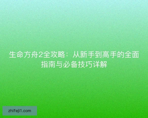 生命方舟2全攻略：从新手到高手的全面指南与必备技巧详解