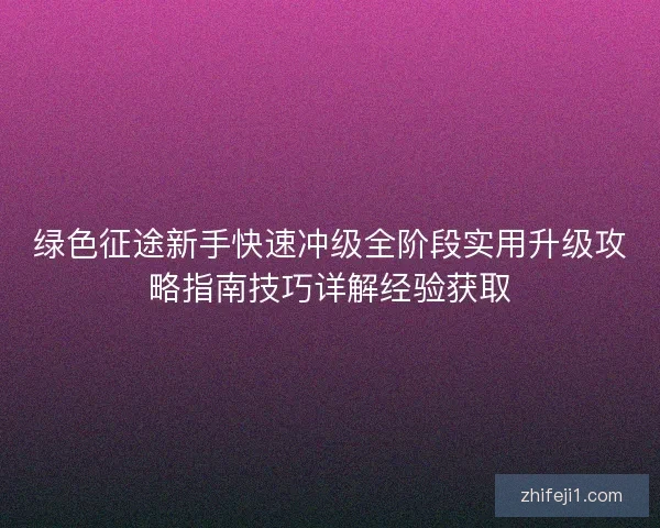 绿色征途新手快速冲级全阶段实用升级攻略指南技巧详解经验获取 绿色征途新手快速冲级全阶段实用升级攻略指南技巧详解经验获取