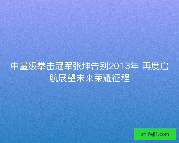 中量级拳击冠军张坤告别2013年 再度启航展望未来荣耀征程